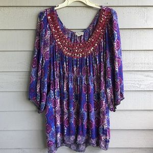 Live And Let Live Boho Paisley Tunic Top